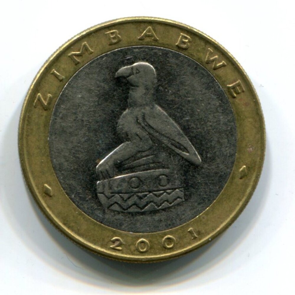 2001 Zimbabwe Bimetallic Rhino $5 Coin (b489-23)